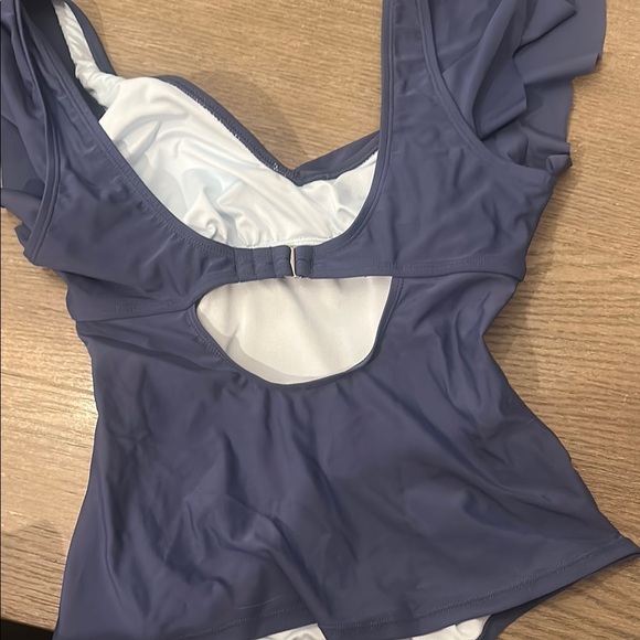 Cupshe Blue Ruched One-Piece Swimsuit - Picture 2 of 3